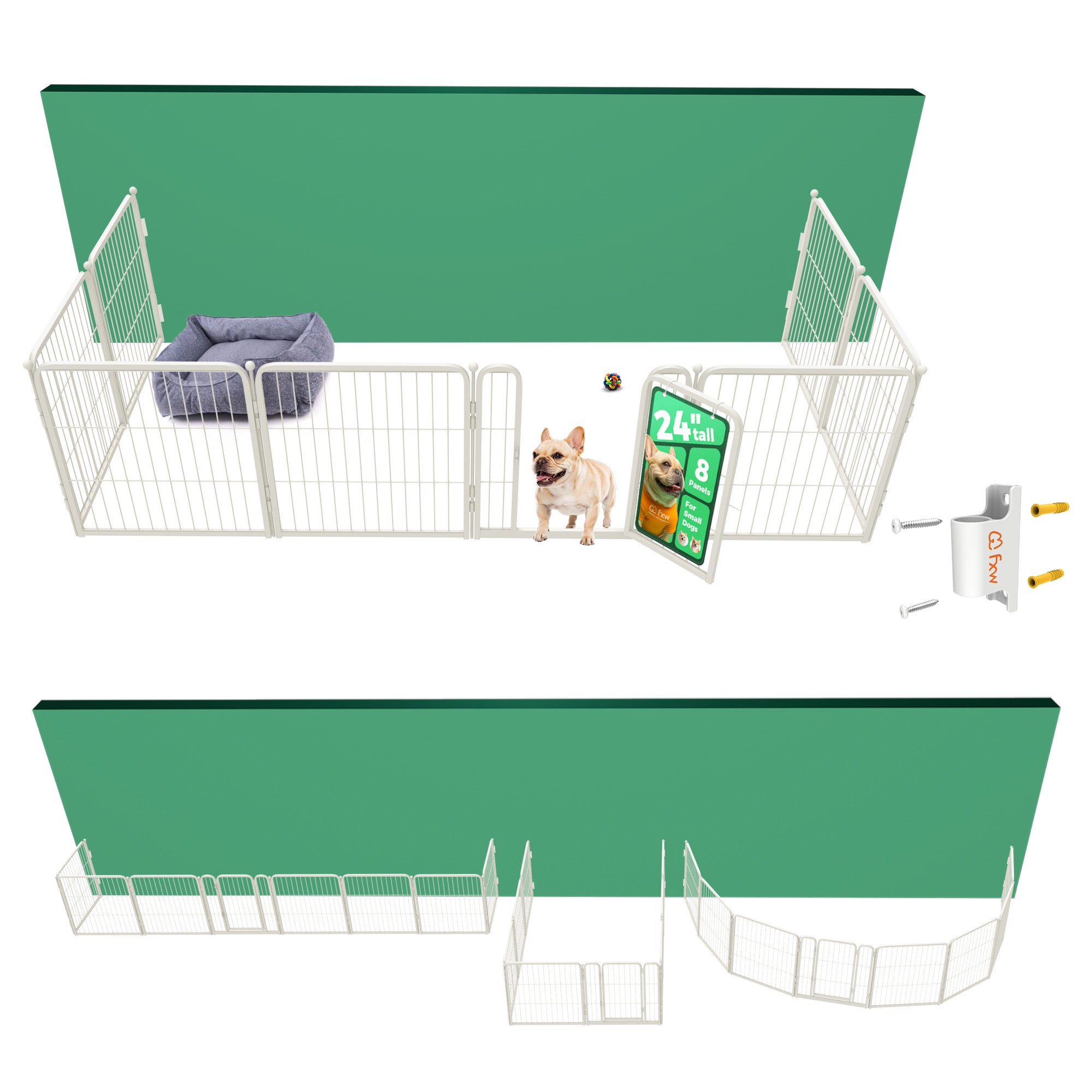 Bundle - Homeplus Dog Playpen & Fence-to-Wall Anchor (2 PCs)