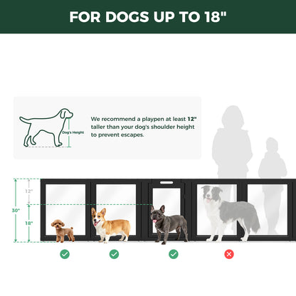 AuraSpace Acrylic Indoor Dog Playpen for Small to Medium Dogs