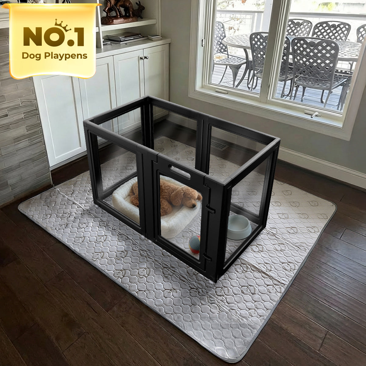 AuraSpace Acrylic Indoor Dog Playpen for Small to Medium Dogs