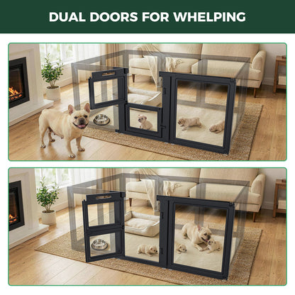 FXW AuraSpace Acrylic Indoor Whelping Box Add-On Panel Set for Newborn Puppies
