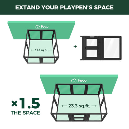 FXW AuraSpace Acrylic Indoor Whelping Box Add-On Panel Set for Newborn Puppies