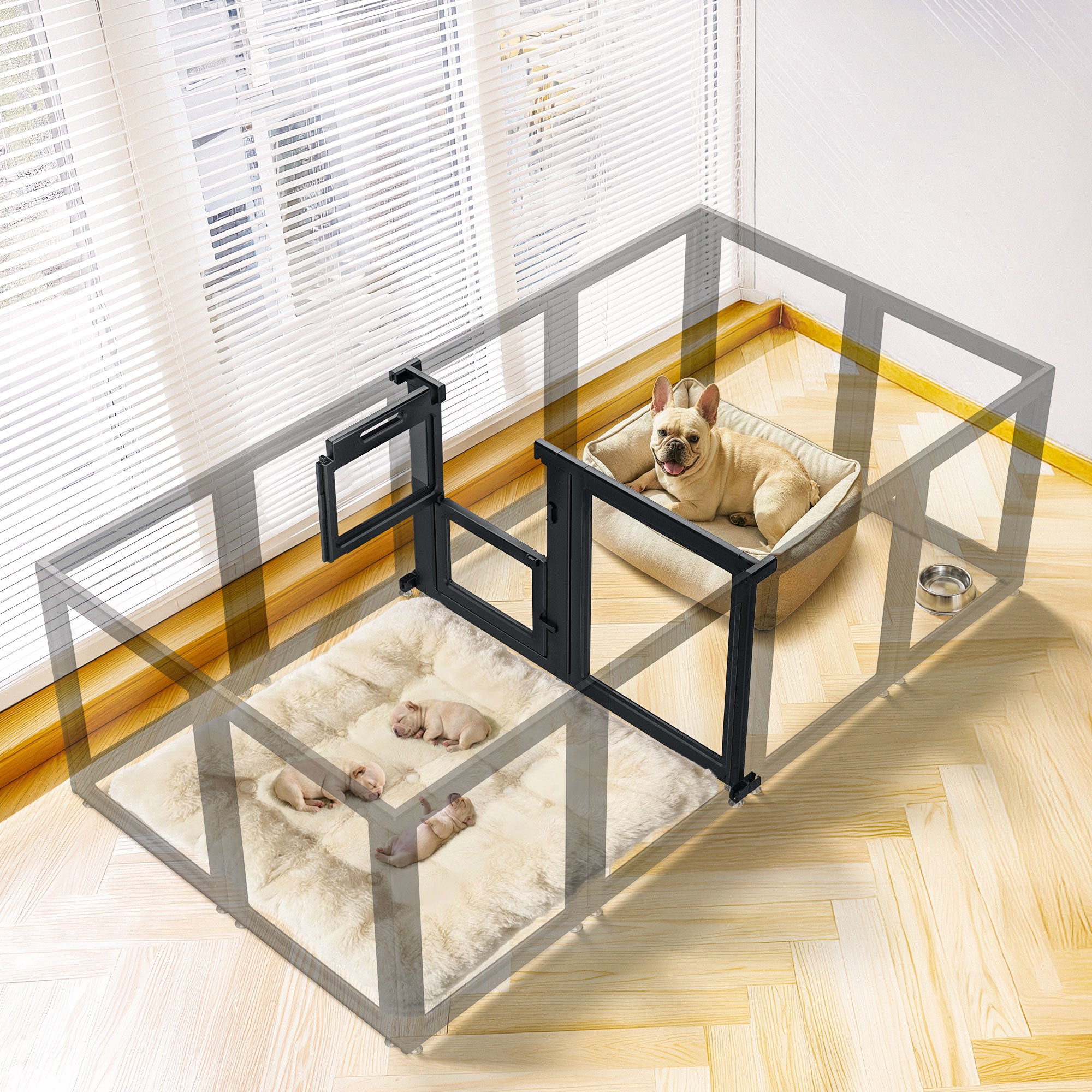 FXW AuraSpace Acrylic Indoor Whelping Box Add-On Panel Set for Newborn Puppies