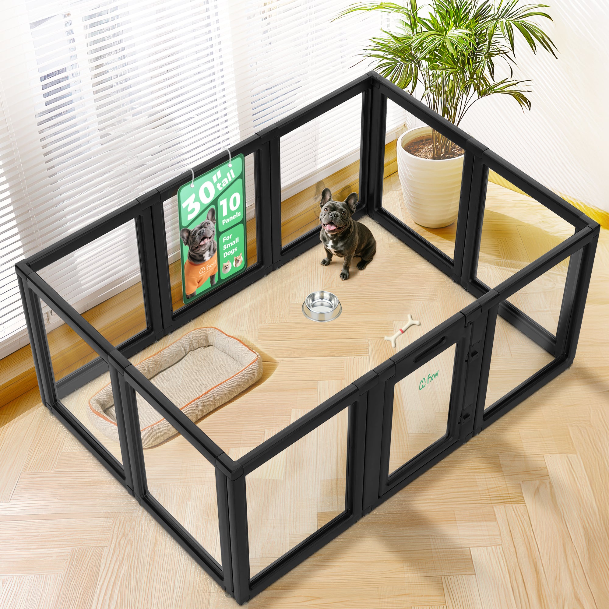 AuraSpace Acrylic Indoor Dog Playpen for Puppies and Small Dogs