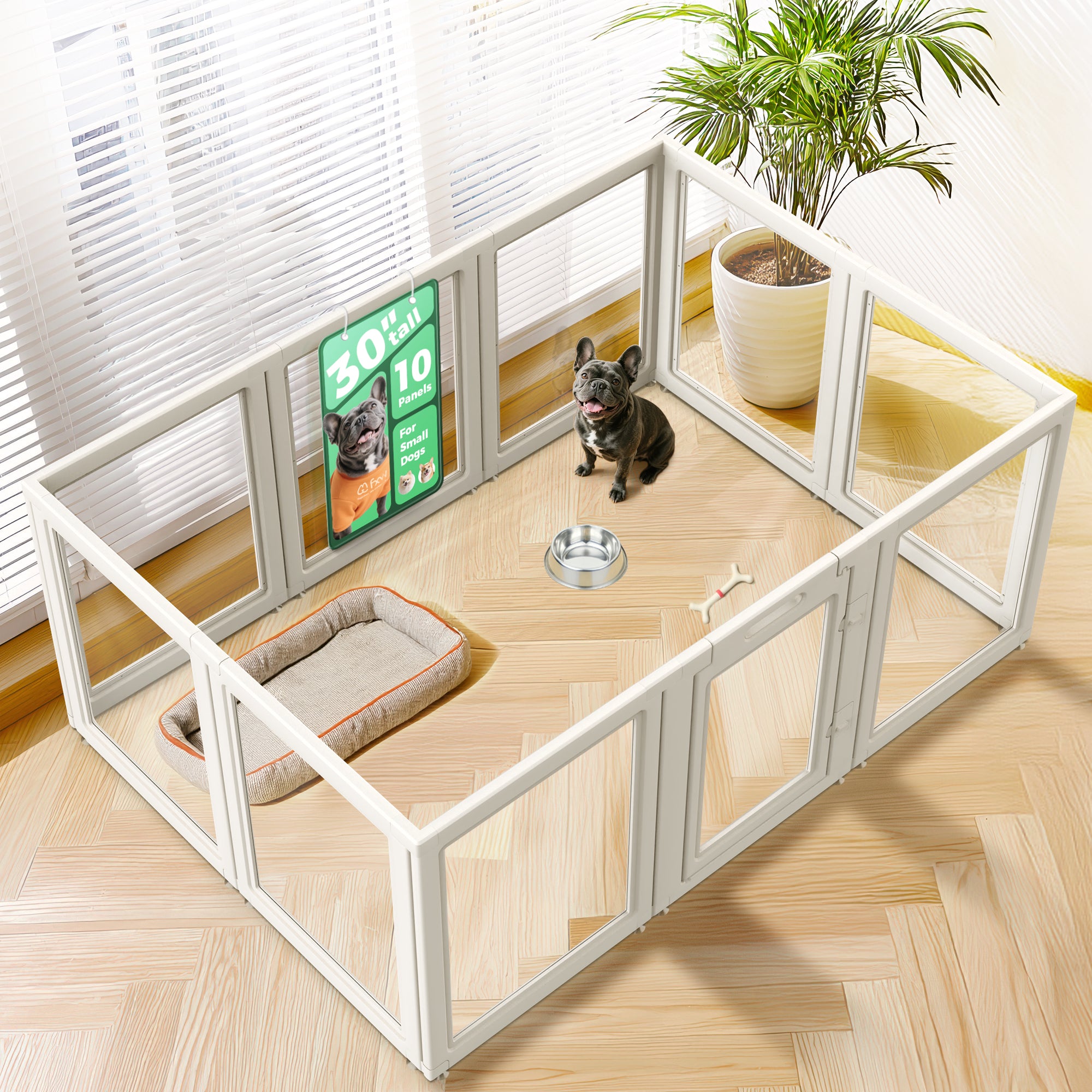 AuraSpace Acrylic Indoor Dog Playpen for Puppies and Small Dogs