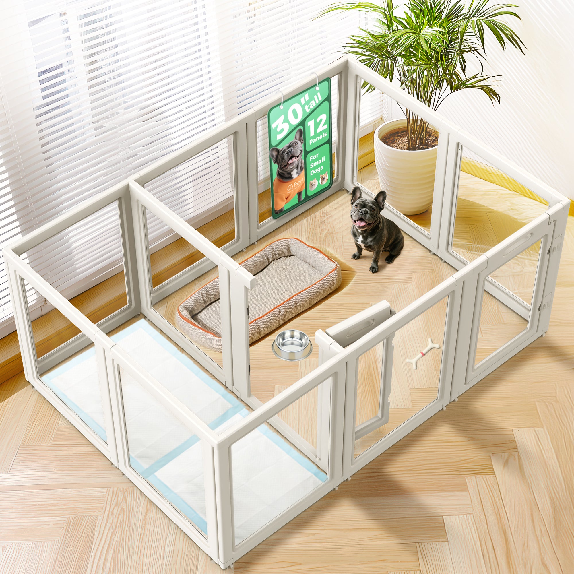 AuraSpace Acrylic Indoor Dog Playpen for Puppies and Small Dogs