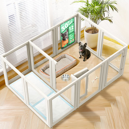 AuraSpace Acrylic Indoor Dog Playpen for Puppies and Small Dogs
