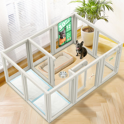 AuraSpace Acrylic Indoor Dog Playpen for Puppies and Small Dogs