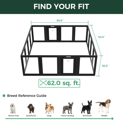 AuraSpace Acrylic Indoor Dog Playpen for Puppies and Small Dogs