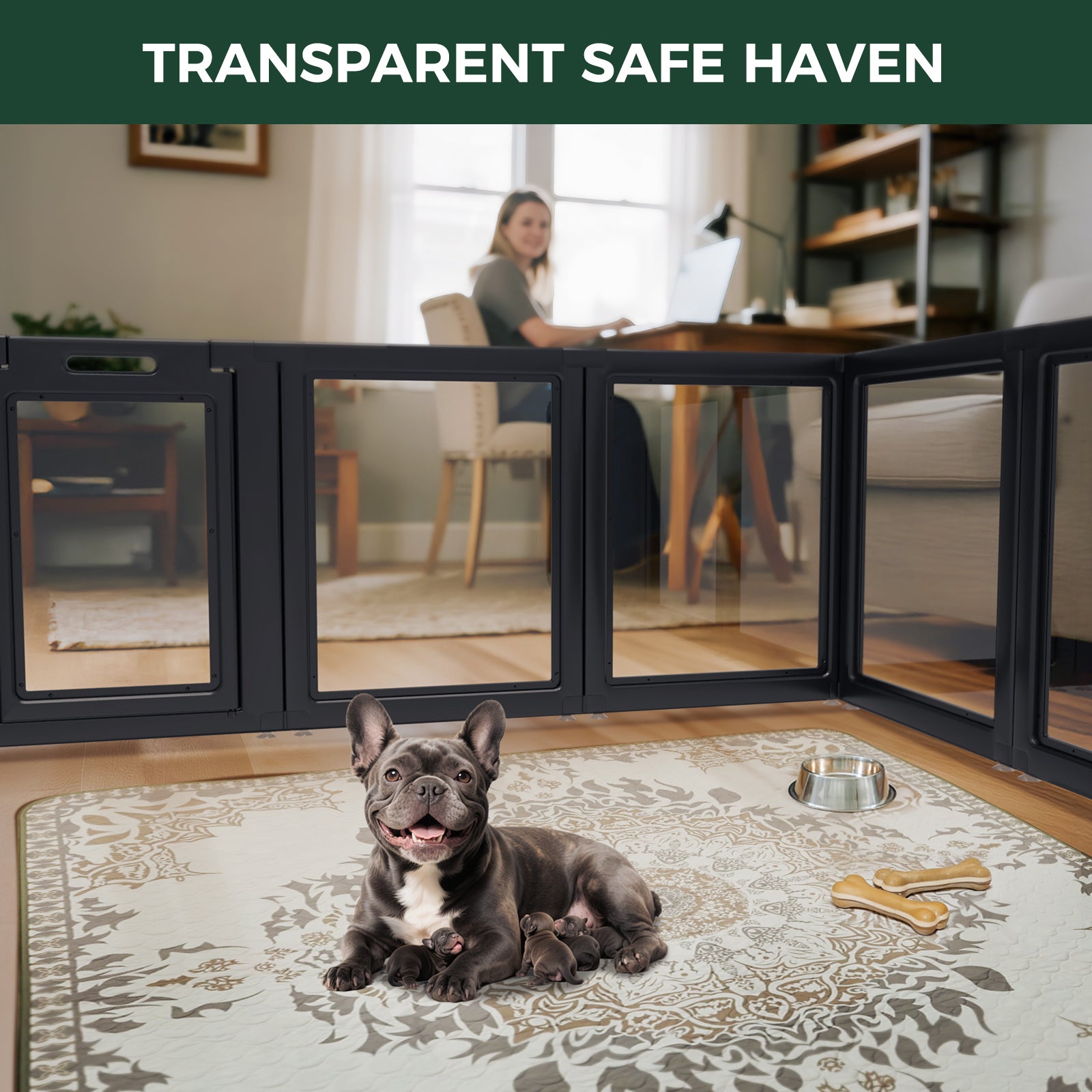 AuraSpace Acrylic Indoor Dog Playpen for Puppies and Small Dogs