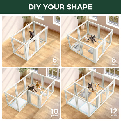 AuraSpace Acrylic Indoor Dog Playpen for Puppies and Small Dogs