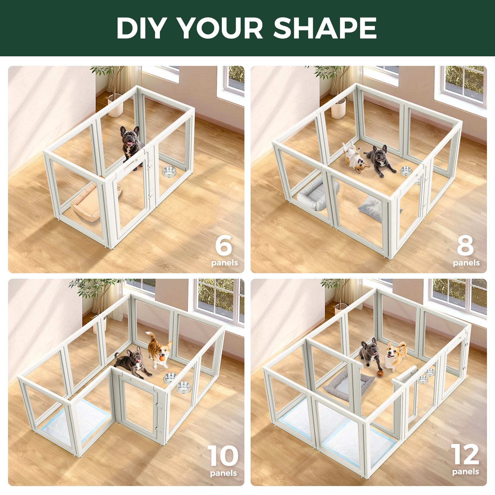 AuraSpace Acrylic Indoor Dog Playpen for Puppies and Small Dogs