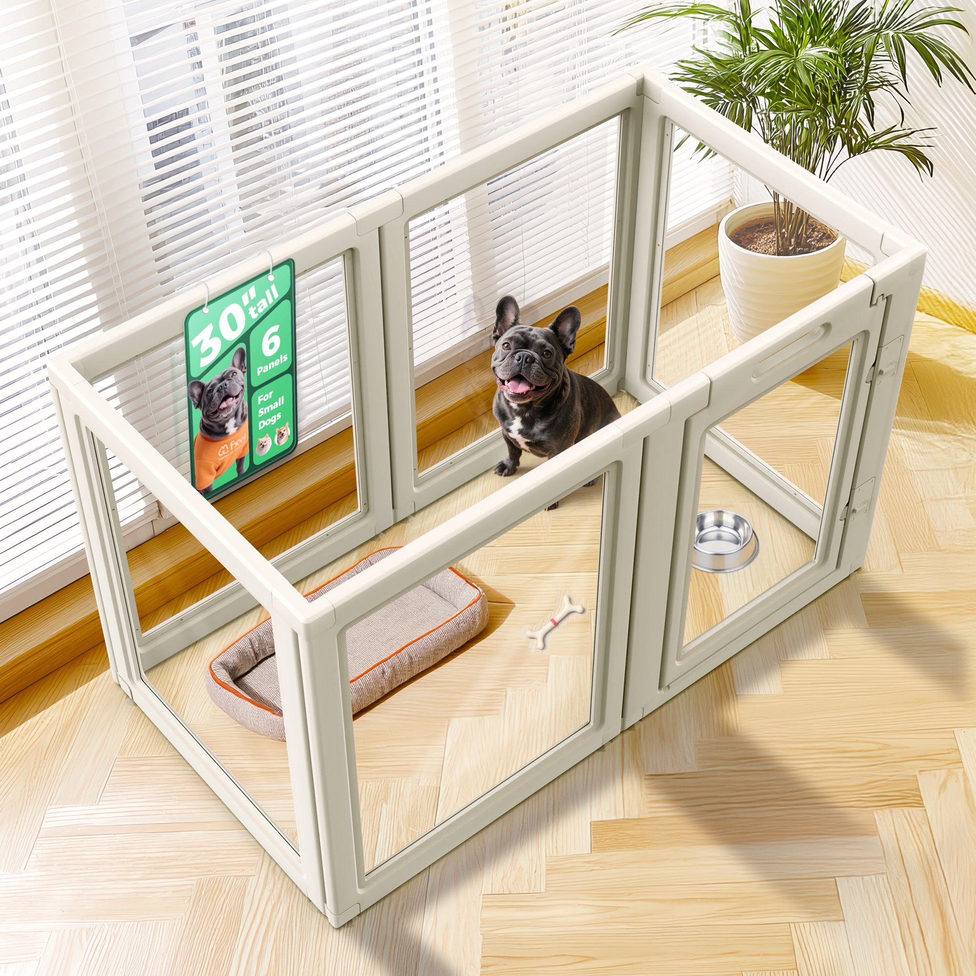 AuraSpace Acrylic Indoor Dog Playpen for Puppies and Small Dogs