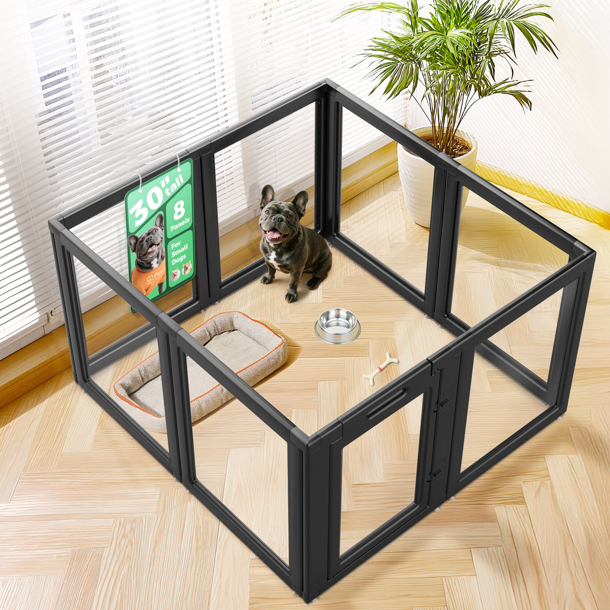AuraSpace Acrylic Indoor Dog Playpen for Puppies and Small Dogs