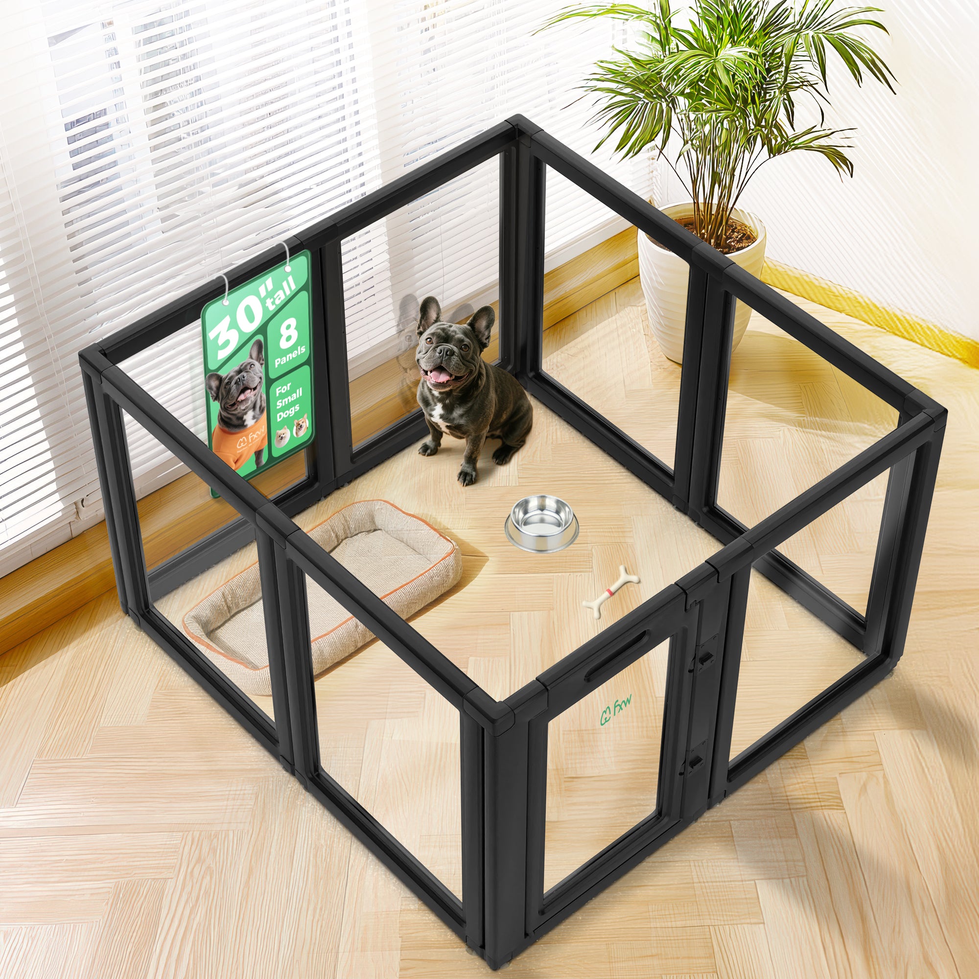 AuraSpace Acrylic Indoor Dog Playpen for Puppies and Small Dogs