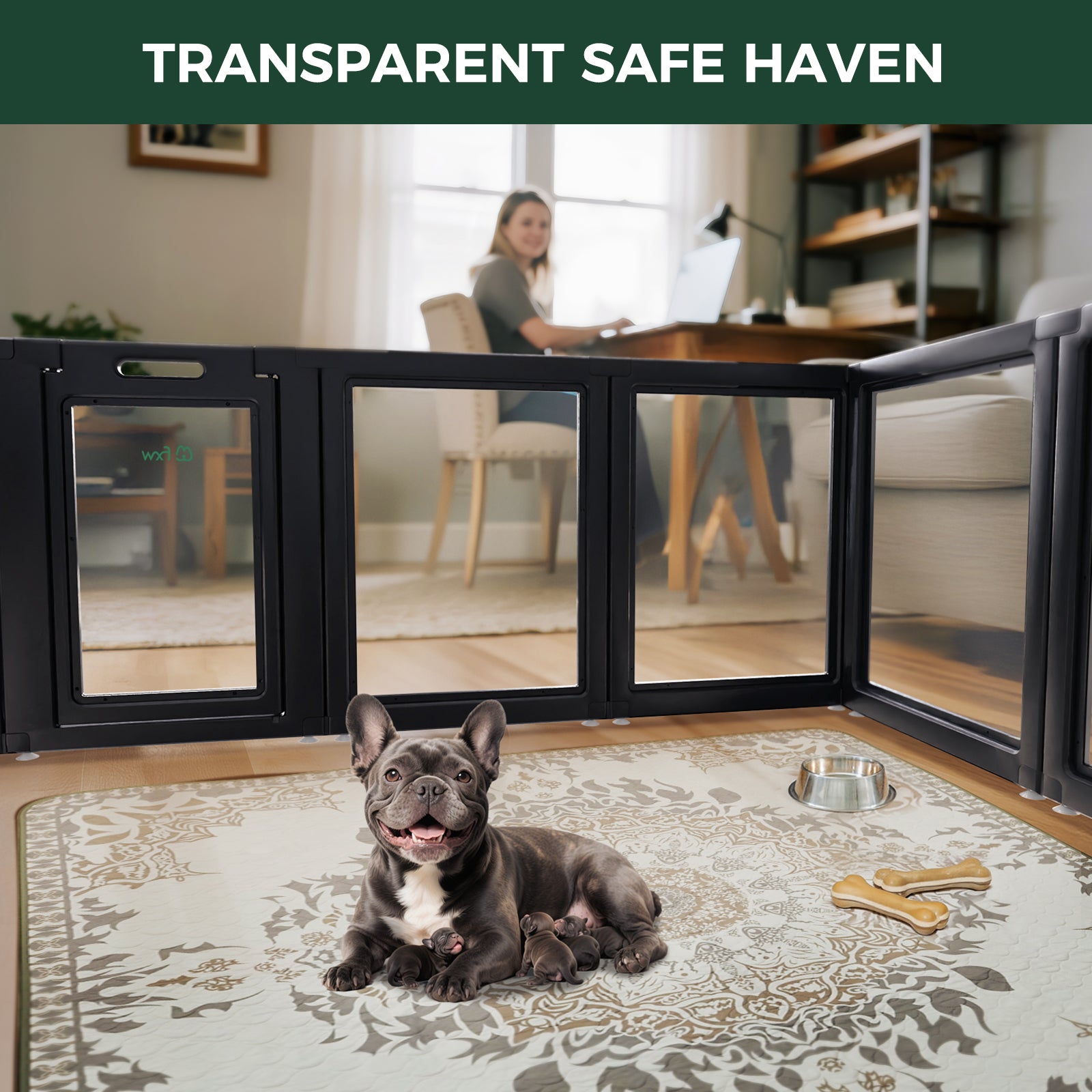 AuraSpace Acrylic Indoor Dog Playpen for Puppies and Small Dogs