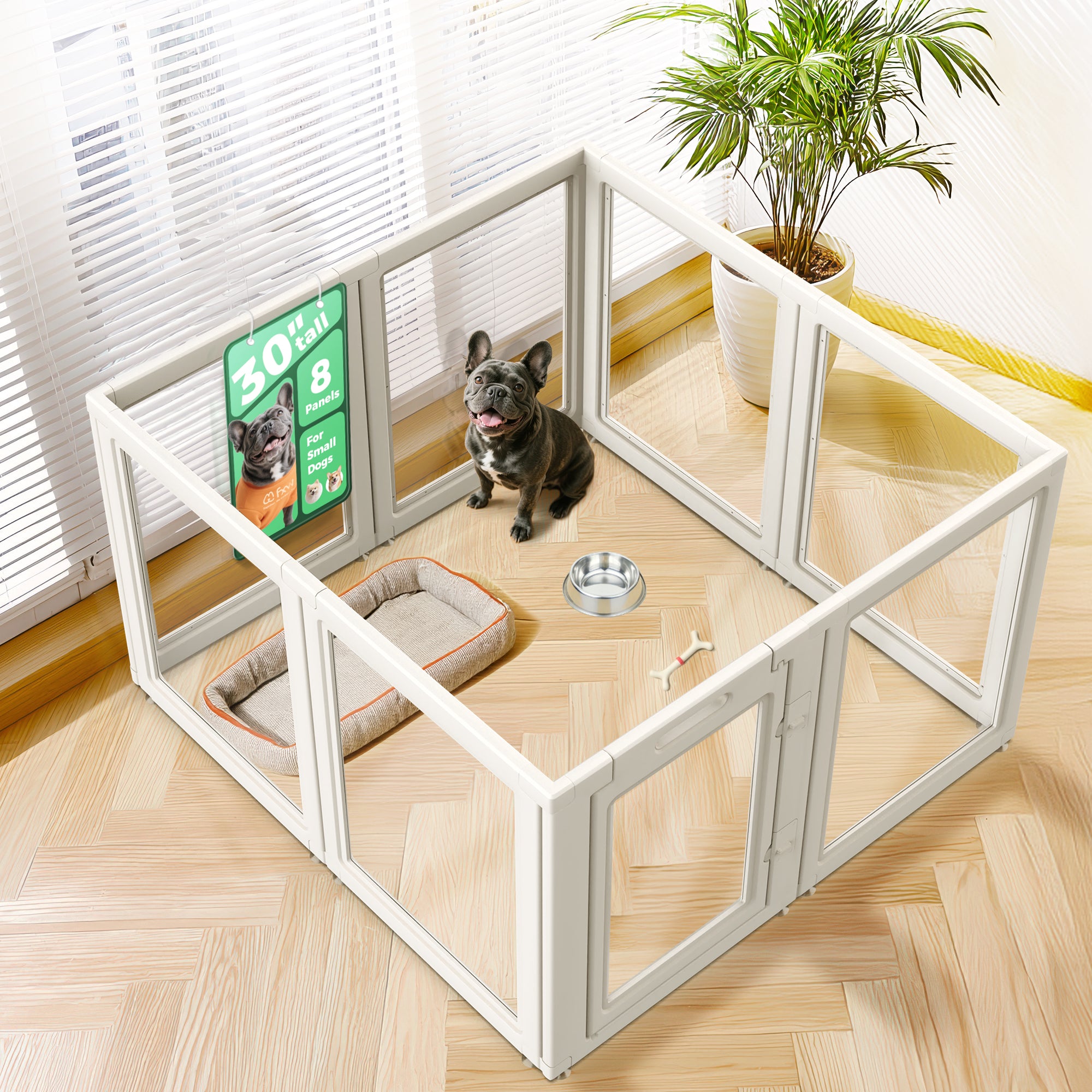 AuraSpace Acrylic Indoor Dog Playpen for Puppies and Small Dogs