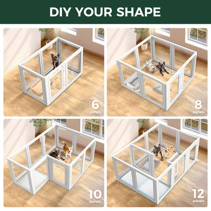 AuraSpace Acrylic Indoor Dog Playpen for Puppies and Small Dogs