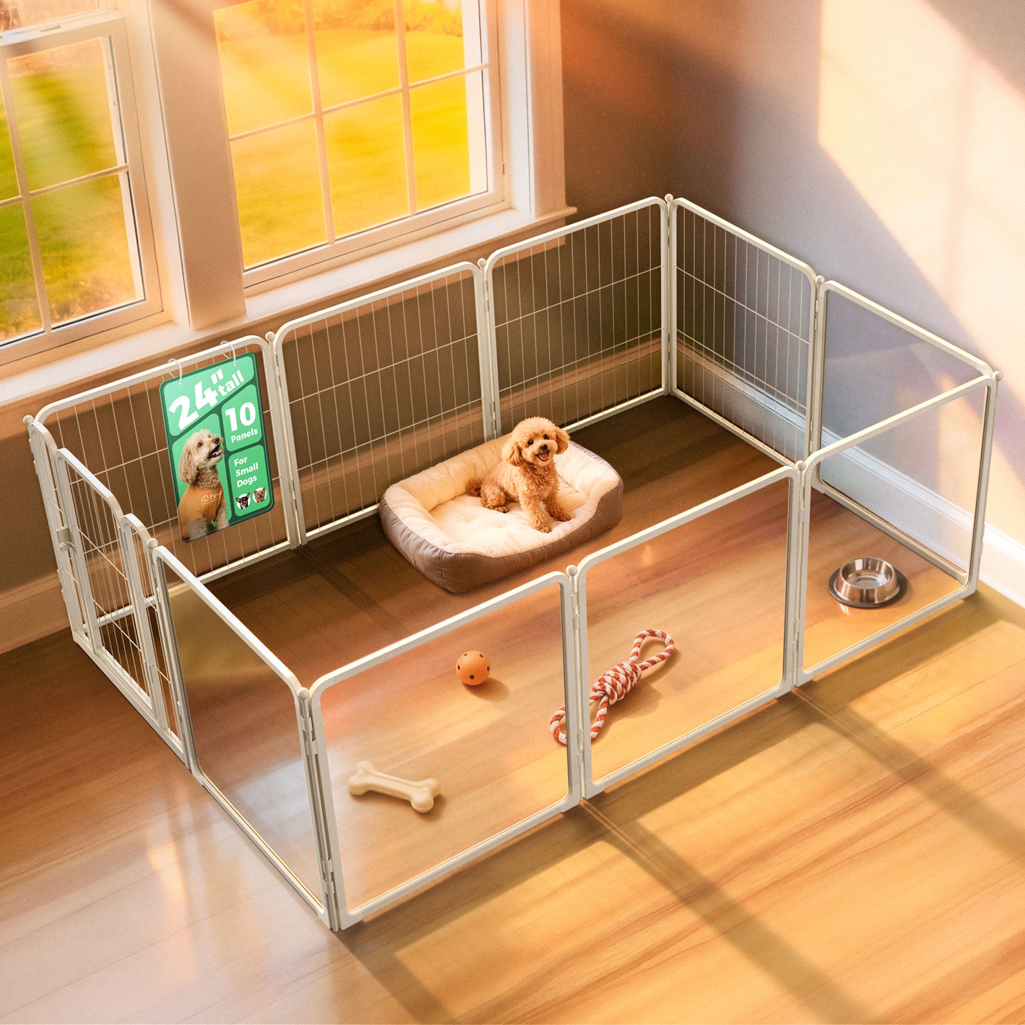 FXW Acrylic & Wire Mesh Indoor Dog Playpen