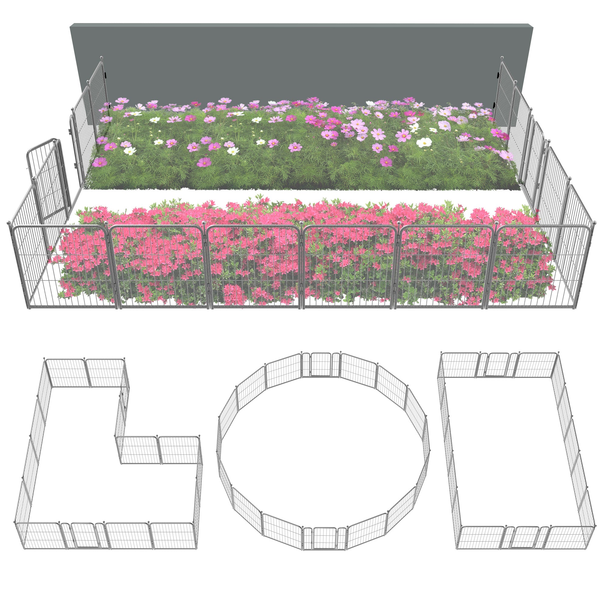 FXW Garden Fence Outdoor for The Yard - Silver