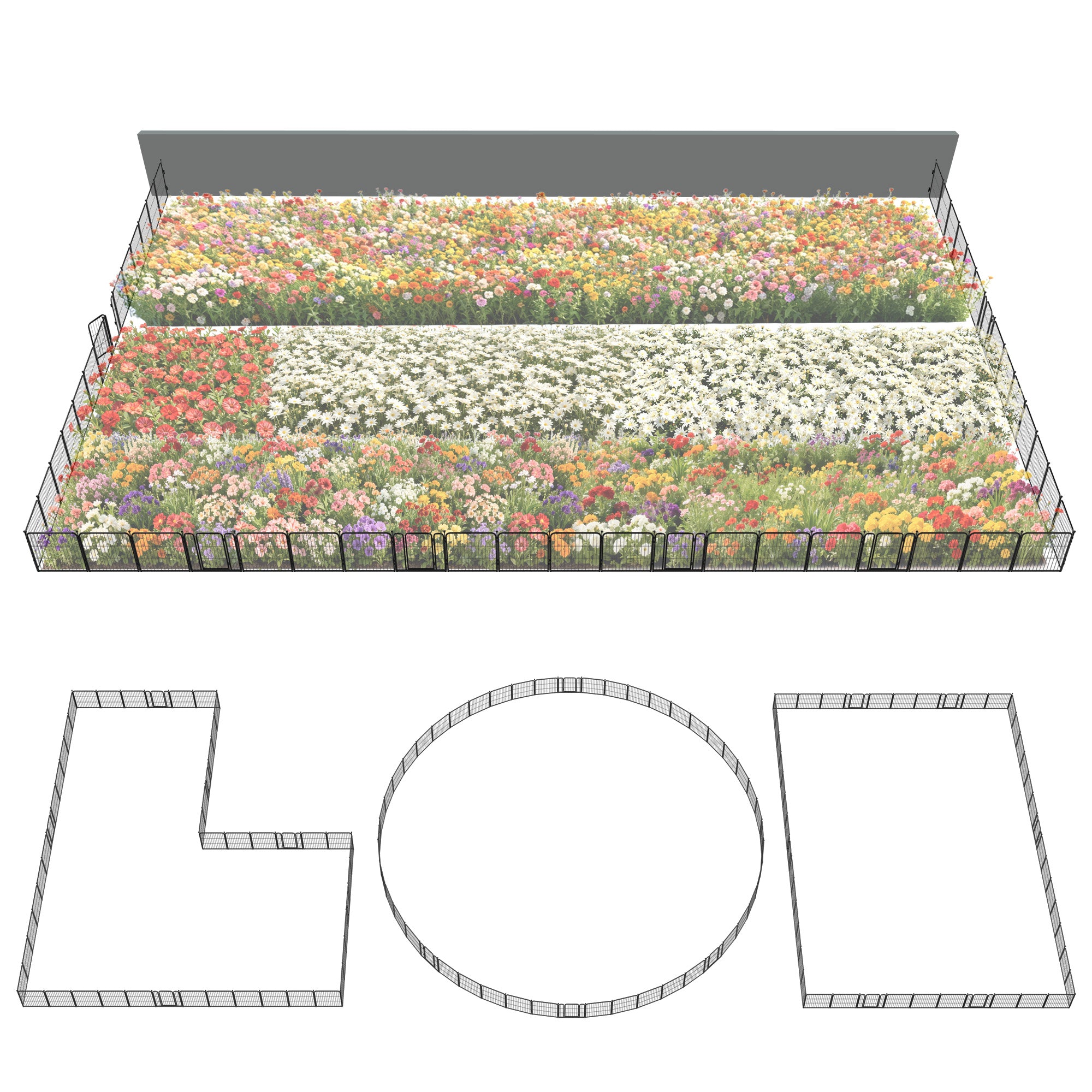 FXW Garden Fence Outdoor for The Yard - Black