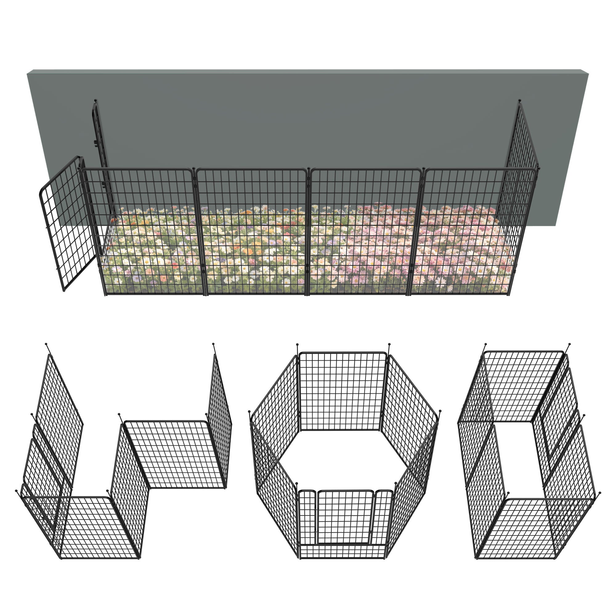 FXW Garden Fence Outdoor for The Yard - Black