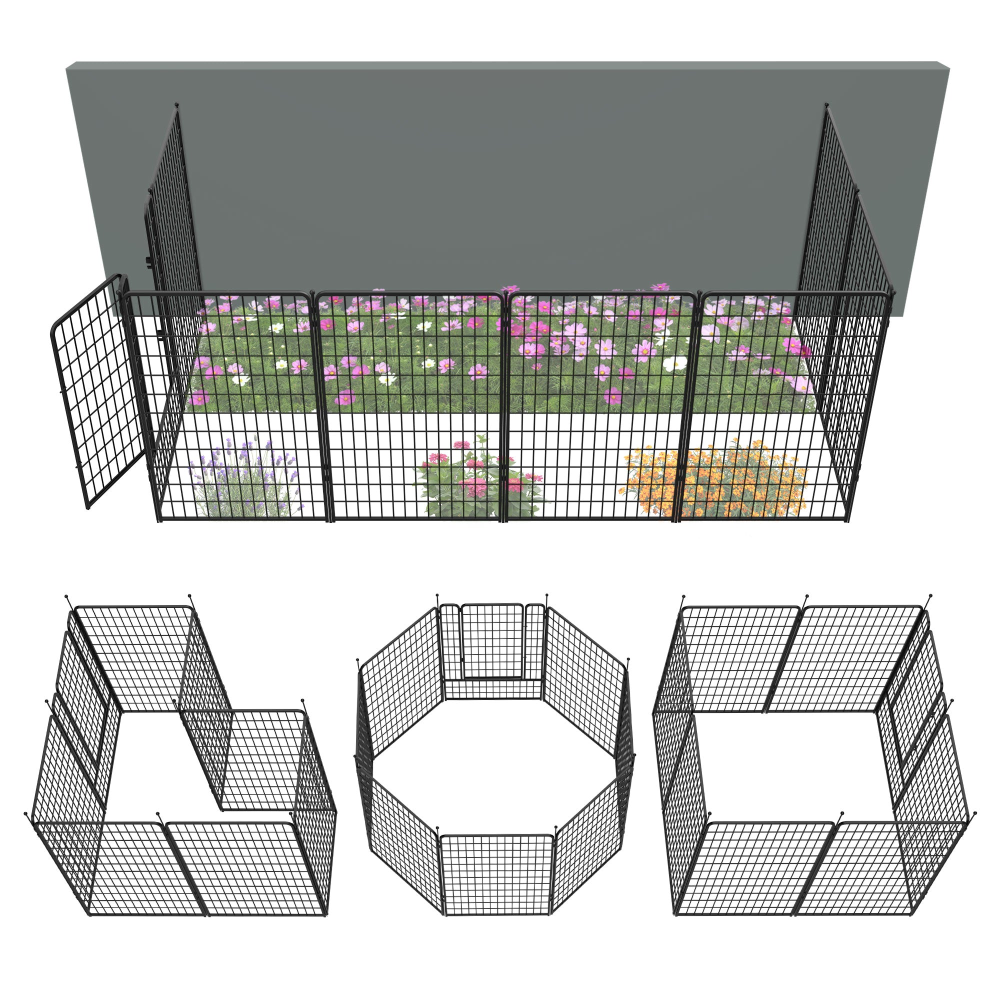 FXW Garden Fence Outdoor for The Yard - Black