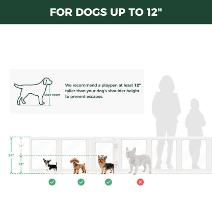 AuraSpace Acrylic Indoor Dog Playpen for Small to Medium Dogs