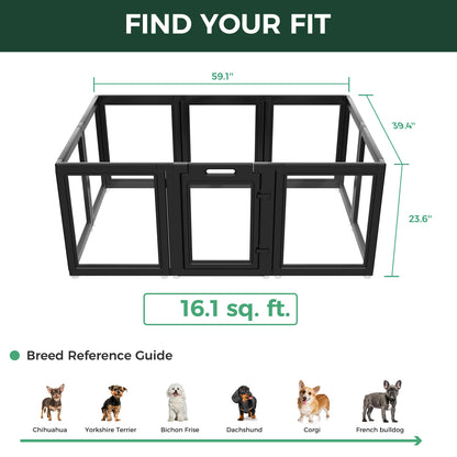 AuraSpace Acrylic Indoor Dog Playpen for Puppies and Small Dogs