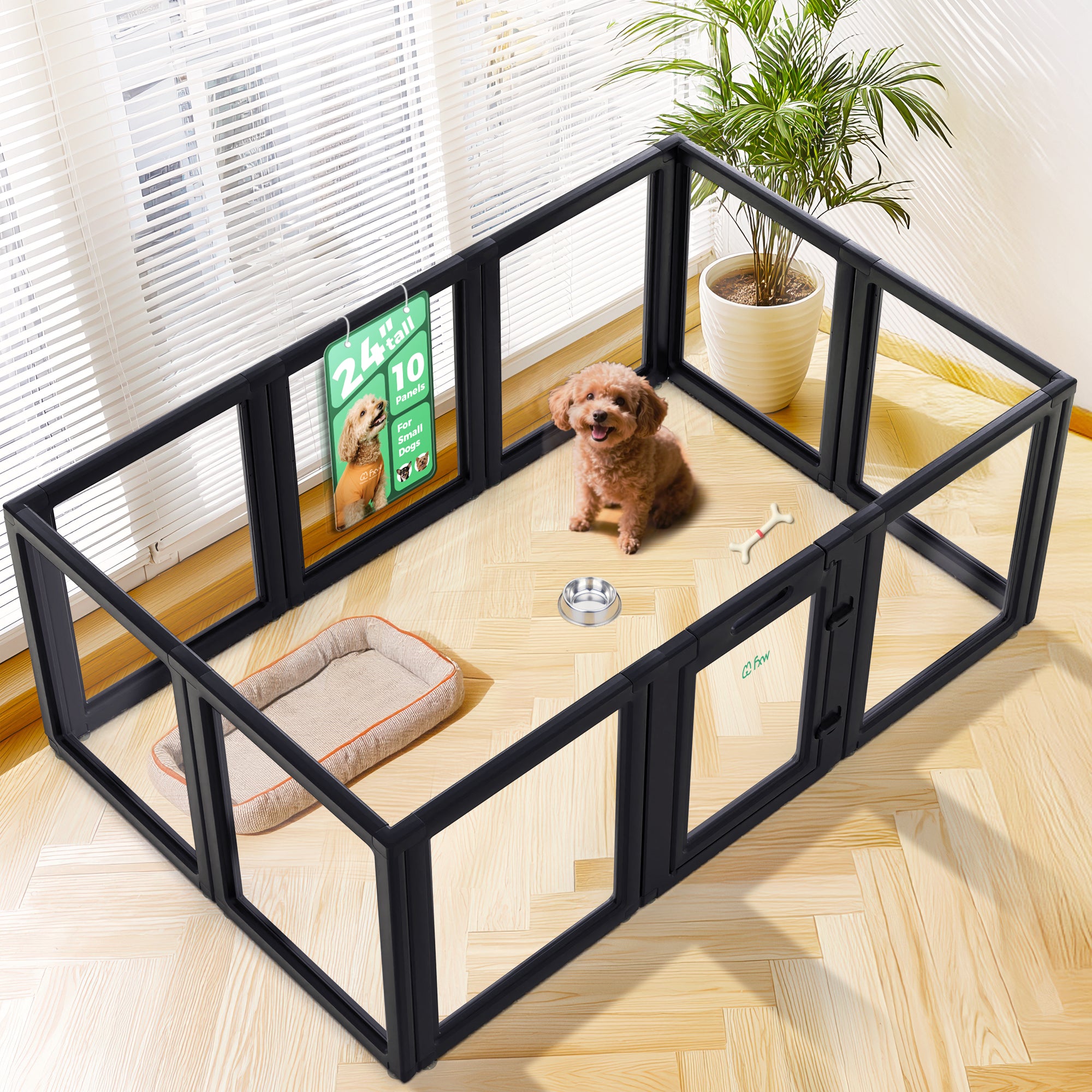 AuraSpace Acrylic Indoor Dog Playpen for Puppies and Small Dogs