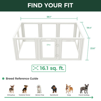 AuraSpace Acrylic Indoor Dog Playpen for Puppies and Small Dogs