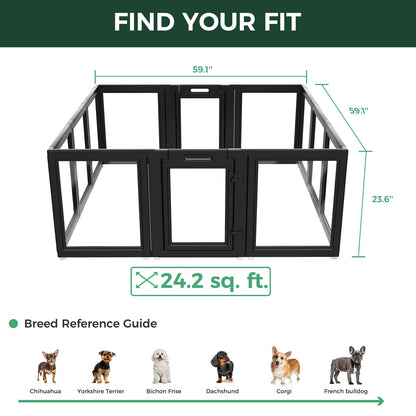 AuraSpace Acrylic Indoor Dog Playpen for Puppies and Small Dogs
