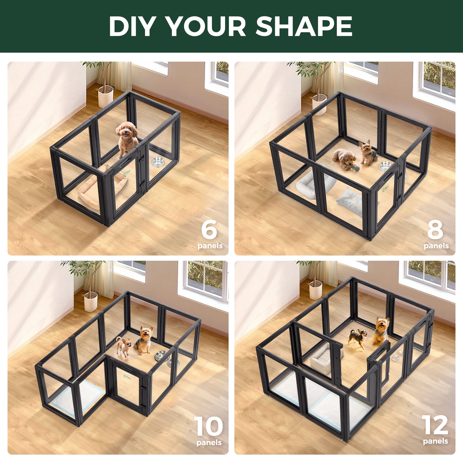 AuraSpace Acrylic Indoor Dog Playpen for Puppies and Small Dogs