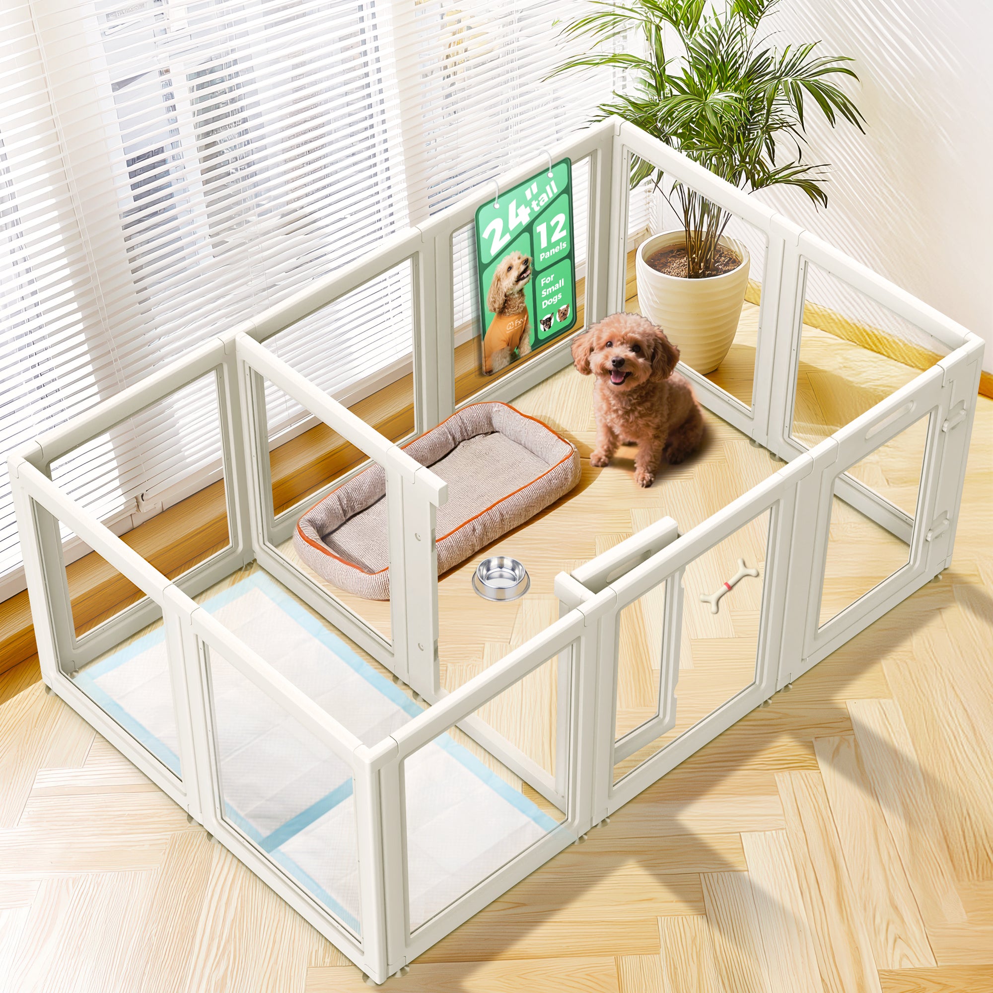 AuraSpace Acrylic Indoor Dog Playpen for Puppies and Small Dogs