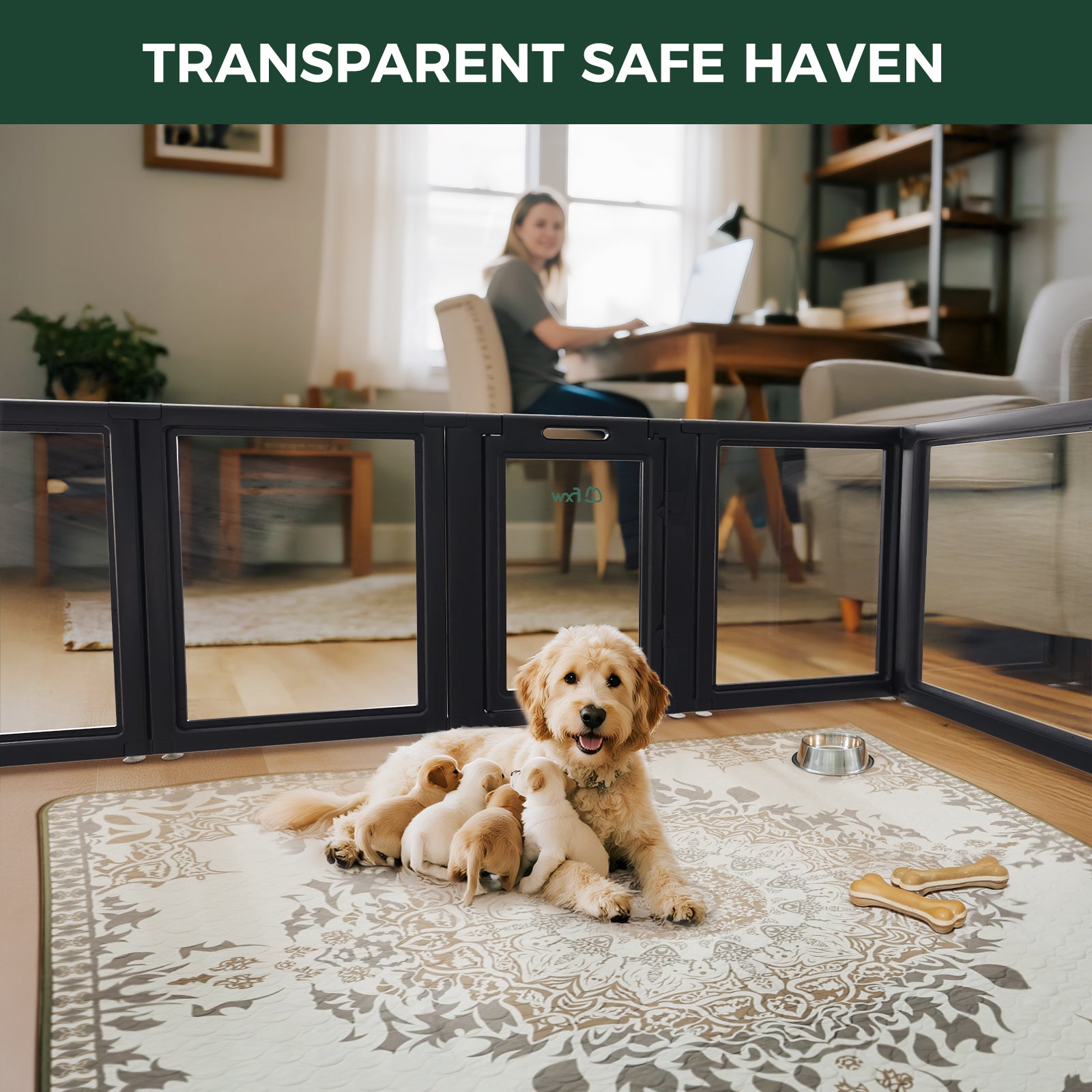 AuraSpace Acrylic Indoor Dog Playpen for Puppies and Small Dogs