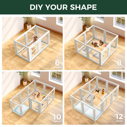 AuraSpace Acrylic Indoor Dog Playpen for Puppies and Small Dogs