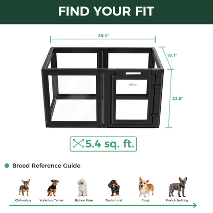 AuraSpace Acrylic Indoor Dog Playpen for Puppies and Small Dogs