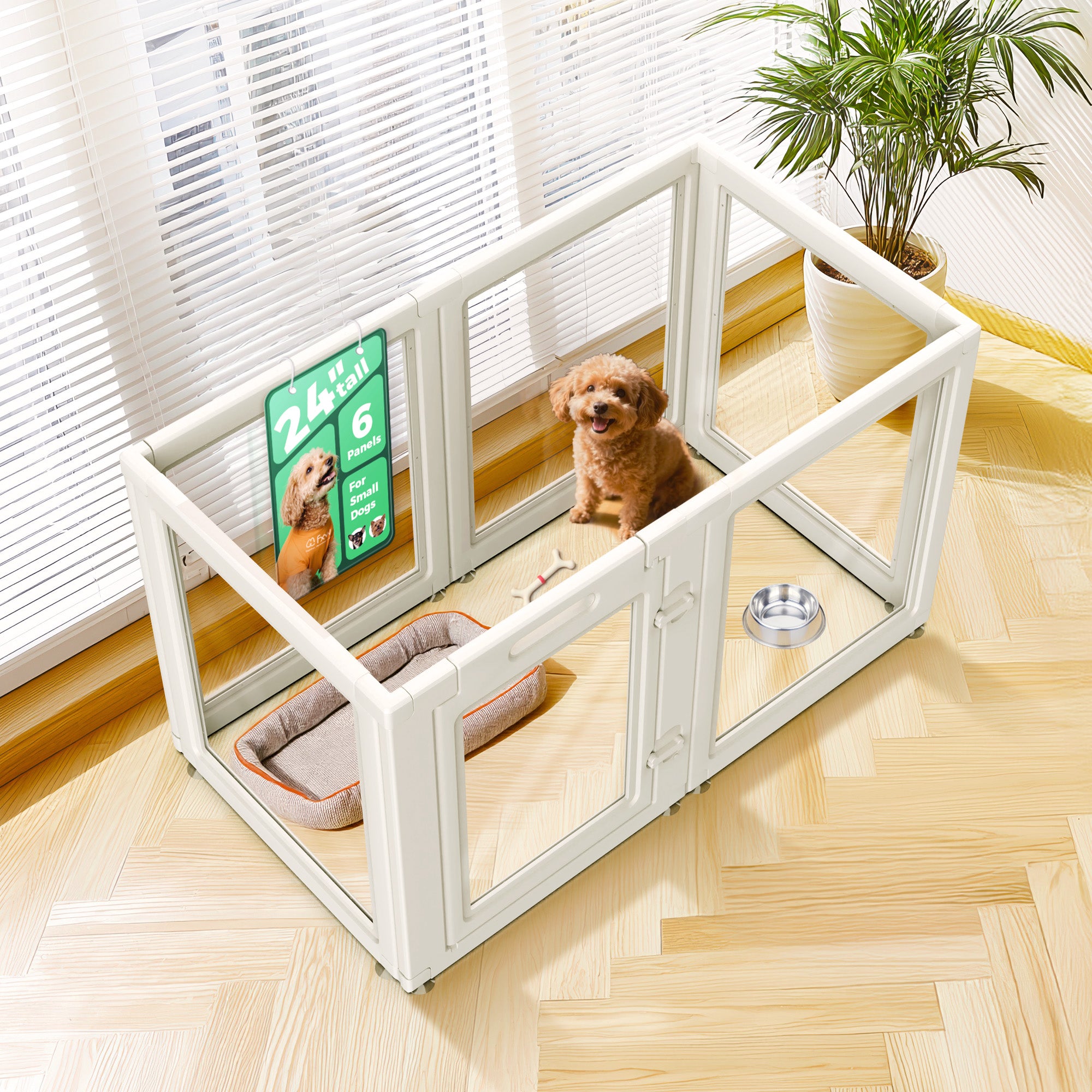 AuraSpace Acrylic Indoor Dog Playpen for Puppies and Small Dogs