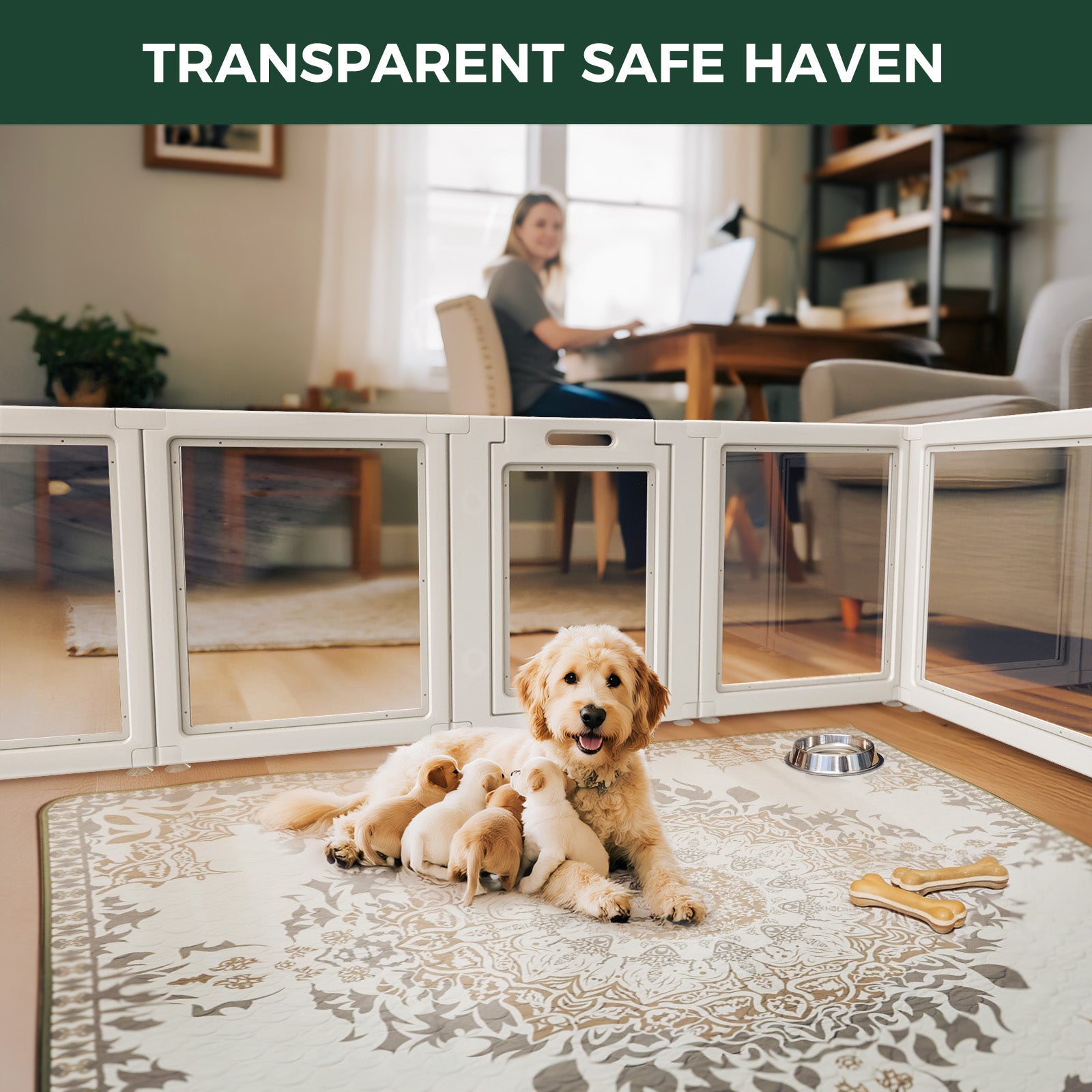 AuraSpace Acrylic Indoor Dog Playpen for Puppies and Small Dogs