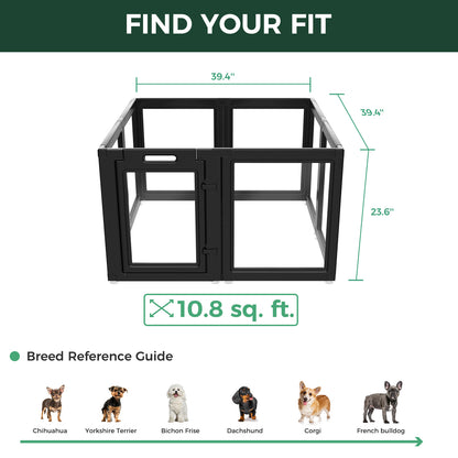 AuraSpace Acrylic Indoor Dog Playpen for Puppies and Small Dogs